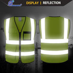 Hi Vis Reflective Safety Vest for Men Women Mesh Class 2 High Visibility Vest with Pockets,Meets ANSI/ISEA Standards(EK170-Mesh-Yellow-XL)