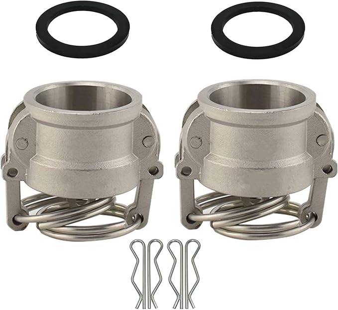 2PCS Cam and Groove Fitting, Aluminum, Type DC, 1.5" Dust Cap, with 2PCS Camlock Gasket Fitting