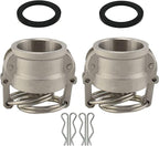 2PCS Cam and Groove Fitting, Aluminum, Type DC, 1.5" Dust Cap, with 2PCS Camlock Gasket Fitting