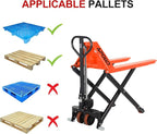 APOLLO Manual Scissor Pallet Jack High Lift Hand Truck 2200lbs Capacity 45" Lx21 W Fork Size for Material Handling Only Suitable for Open-Bottom Pallets