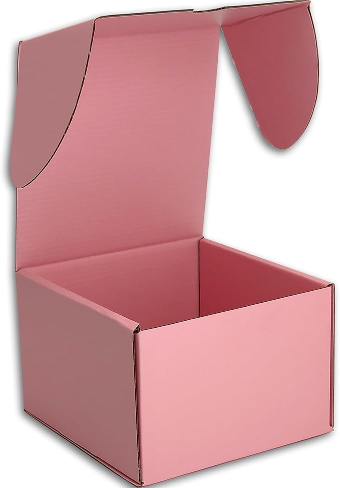 6x6x4 inches Small Shipping Boxes Set of 25 - Pink Mailer Corrugated Cardboard Boxes for Shipping Packaging Mailing Products