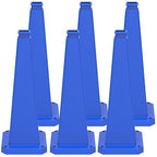 BESEA 6 Pack 28" Bright Blue Traffic Safety Cones with Weighted Base, High-Visibility Parking Cones for Driveways, Business Parking Lots, Garages, Indoor/Outdoor Use
