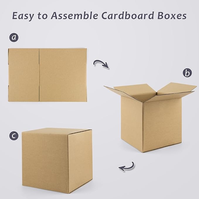 Frametory 8x8x8 Pack of 25 Corrugated Cardboard Packing Shipping Mailing Moving Carton Boxes, Brown