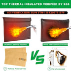 Fireproof Document Bag - with 5200°F Heat Insulated, Waterproof Fireproof Bag with Zipper, 8 Layers of Functional Materials, Fireproof Money Bag for Cash/Documents/Valuables, Fire Bag 13.9"x10.6"