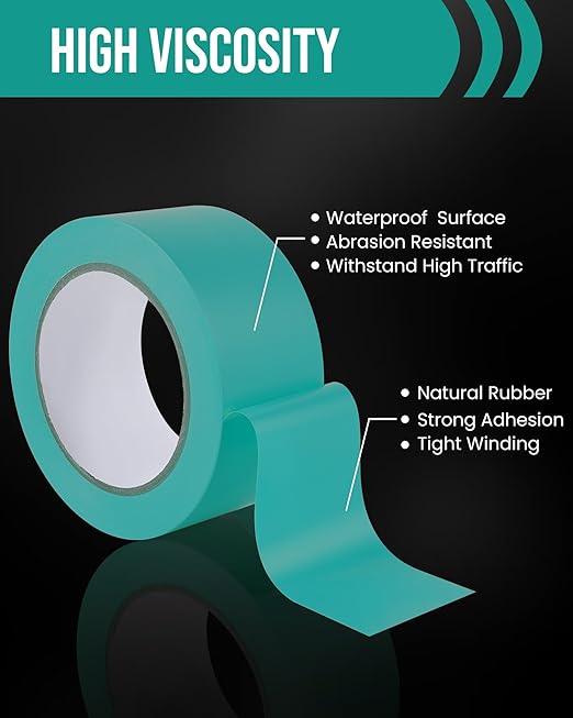Lichamp 6 Rolls Vinyl Tape, Premium Safety Marking and Traffic Floor Marking Tape, Bundling, Social Distancing, 2 Inch x 36 Yards per Roll, 216 Total Yards, Green