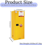 48 Gallon Yellow Flammable Storage Cabinet, Fireproof Steel Chemical Storage Locker with Adjustable Shelves, for Flammable Liquids, Industrial Use, Free Returns!