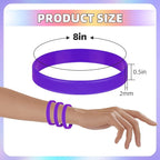 Rubber Silicone Bracelets 100 Count, Sports Blank Elastic Rubber Bulk, Unisex Silicone Wristbands for Decoration Gift-Purple