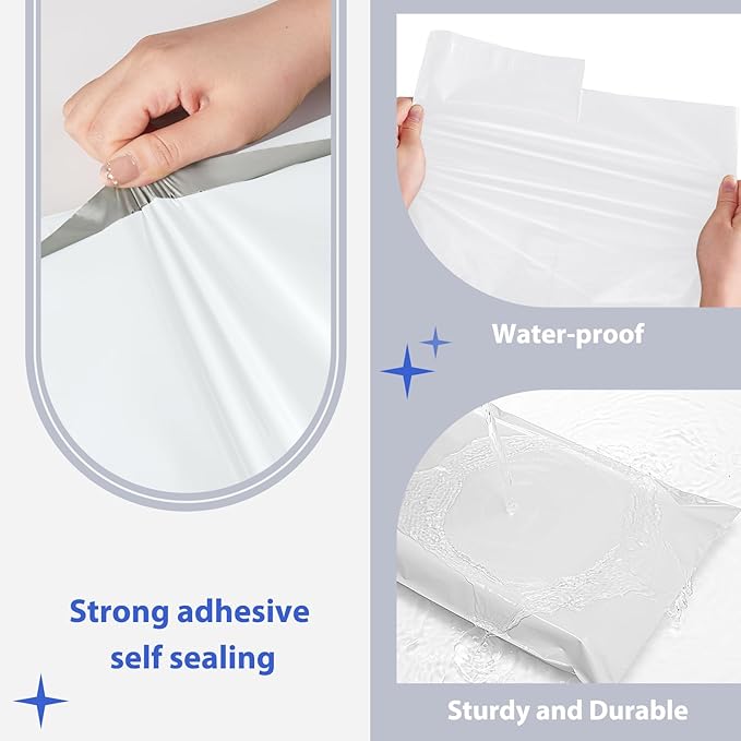 Fuxury 25 Pcs Poly Mailers 17.7 x 22", XL Shipping Bags for Clothing, Strong Adhesive Shipping Mailing Envelopes,Large Self-Sealing Polymailer for Small Business White #10