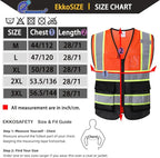 Reflective Mesh Safety Vest for Men Women with 5 Pockets and Zipper Front High Visibility Mesh Vest Hi Vis Construction Work Vest,Meets ANSI/ISEA Standards(EK175-Orangeblack-M)