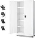 Letaya Metal Garage Storage Cabinets with Lock Door and Adjustable Shelves, Steel Tool Cabinets for Home,Office,Warehouse Organisieren (White, 75" H)