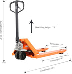 Tory Carrier Manual Pallet Jack 5500 Lb. Capacity, Industrial Pallet Truck 48 × 27" Fork Size Standard Heavy Duty Hand Trucks with PU Wheels