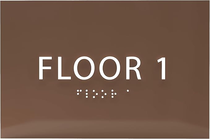 6" X4" Floor 1 Sign - ADA Compliant Tactile Graphics Grade 2 Braille Text | Wall Mount Plastic Directional Assistance, Floor Number Sign for Office, Schools, Hospitals, Apartments