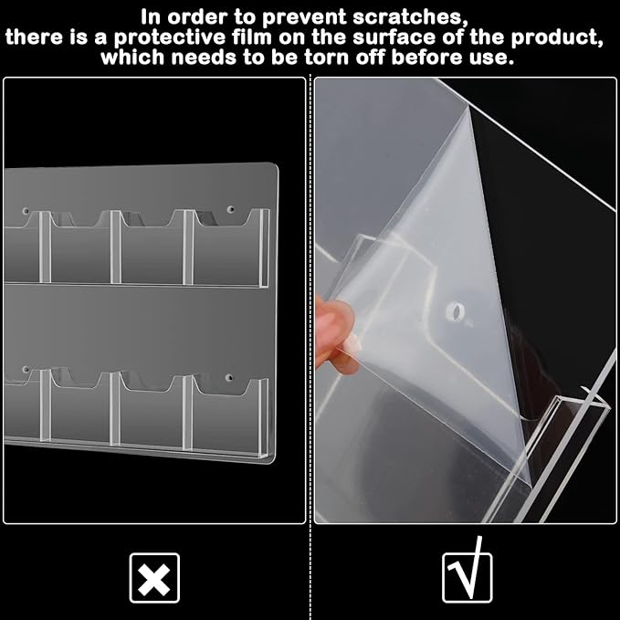 Eersida Acrylic Brochure Pamphlet Holder Brochure Display Stand Business Tri Fold Multi Slot Holder Rack Wall Mount Clear Pocket Space Saver for Flyer Literature Menu Advertise