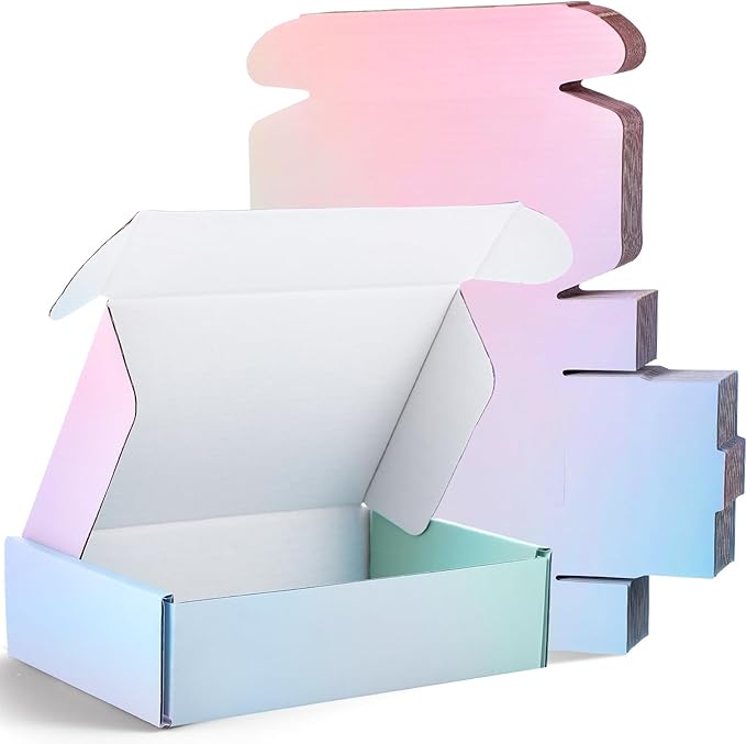 Spakon 50 Packs Shipping Boxes Cardboard Corrugated Mailer Packaging Boxes for Small Business Cute Small Box Cardboard Carton Box Mailers for Packaging Product(Candy Color,9 x 6 x 2.36 Inches)