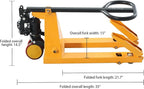 Mini Pallet Jack Truck, Foldable Hand Pallet Jacks with Foldable Forks and Handle, 2200 lbs Capacity Narrow Forks 31.5" L x15 W, Small Size Manual Pallet Jacks