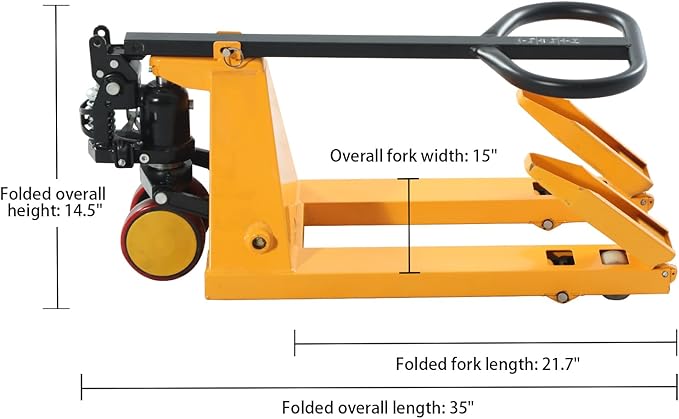Mini Pallet Jack Truck, Foldable Hand Pallet Jacks with Foldable Forks and Handle, 2200 lbs Capacity Narrow Forks 31.5" L x15 W, Small Size Manual Pallet Jacks
