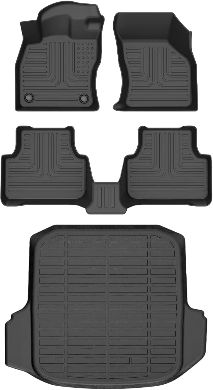 AIPOIL® Floor Mats & Cargo Liner Set for 2019-2025 2026 VW Jetta All Weather Protection TPE Anti-Slip Automotive Full Set Custom Car Mats Volkswagen Jetta Accessories - Black