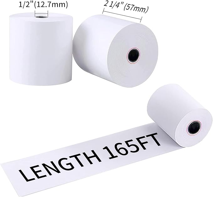 2 1/4'' X 165' Thermal Receipt Paper(50 Rolls),Credit Card Paper Rolls,Fits 58mm Thermal POS Printer,Cash Register,Premium Printer Paper,58mm Terminal Credit Card Machines