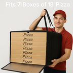 Bodaon Insulated Pizza Delivery Bags, 20" x 20" x 14" Insulated Food Delivery Bag for Rideshare Drivers, Pizza Pack, Pizza Hot Warmer Carrier, Food Warmers for Parties Insulation (Black, 1Pk)