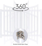 LZRS 3-Panel Wooden Free Standing Foldable Dog Gate Indoor – 24" High,Step-Over Safety Pet Gate for Doorways, Stairs, Hallways, Indoor Dog Barrier for Small to Medium Dogs & Puppies, White