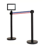 VIP Crowd Control Retractable Belt Stanchion Queue Safety Barrier Set, 36" Ht, 78" Belt + Wall Bracket (6 Posts Patriot Belt + SFrame + WBracket)