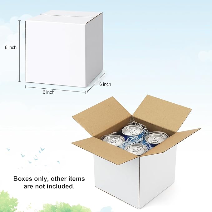Famagic 10 Pack 6x6x6 Inch Small Shipping Boxes White Corrugated Cardboard Boxes Mailer for Small Business, Mailing Boxes for Packaging Bulk