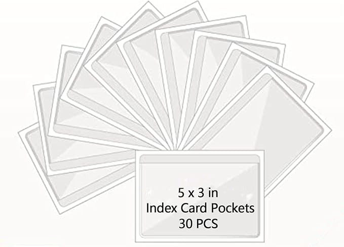 30pcs Self-Adhesive Business Card Protecror,Waterproof Clear Adhesive Label Pockets,Transparent Label Holder with White Card for Cabinet,Storage Bin,Supermarket,Bookself,Mailbox,Tag,Drawers