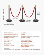VEVOR Stanchions and Velvet Ropes, 6 Pcs Crowd Control Barriers with 4 Red Velvet Ropes, Stainless Steel Stanchion Post Queue with Sand Injection Hollow Base for Theater, Wedding, Party Supplies