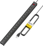 16 Outlets Long Power Strip Metal Wall Mount Power Strip 10 FT Heavy Duty Garage Workbench Workshop Bar Industrial Electric Strip Outlets, ETL (Black)