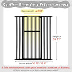 Lumizone Extra Tall Pet Gate 55.12" High Pressure Mounted 50.79"-55.11" Extra Wide (9 Sizes) 1.37" Gap for Cat Dog Stairs Doorway Hallway No Drilling Auto-Close (50.79"-55.11" W, Black)