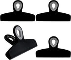 COOK WITH COLOR Bag Clips - Heavy Duty Chip Clip and Refrigerator Magnet Clips for Food Storage with Air Tight Seal Grip, Black, Pack of 4 Large Clips