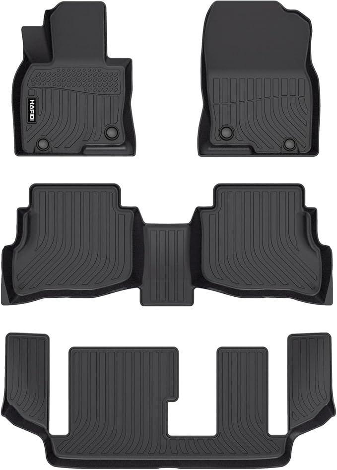 HAFIDI® Floor Mats Fit for 2016-2023 Mazda CX-9 (Only Fit 7 Passenger) All Weather Protection TPE Anti-Slip Automotive Floor Liners, Fits 1st & 2nd & 3rd Row Full Set CX9 Custom Accessories, Black