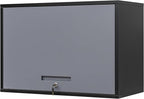 Yizosh Metal Wall Cabinet with Doors and Shelves, Wall Mounted Storage Cabinet for Garage, Basement, Kitchen, Warehouse (Black Gray, 21.6" H)