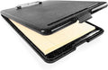 Clipboard with Storage Slim Folding for Nursing, Teachers, Coaches & Office, Plastic Heavy Duty with Pen Holder (9.5” x 13.5”) (Black White Splatter)
