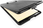 Clipboard with Storage Slim Folding for Nursing, Teachers, Coaches & Office, Plastic Heavy Duty with Pen Holder (9.5” x 13.5”) (Black White Splatter)