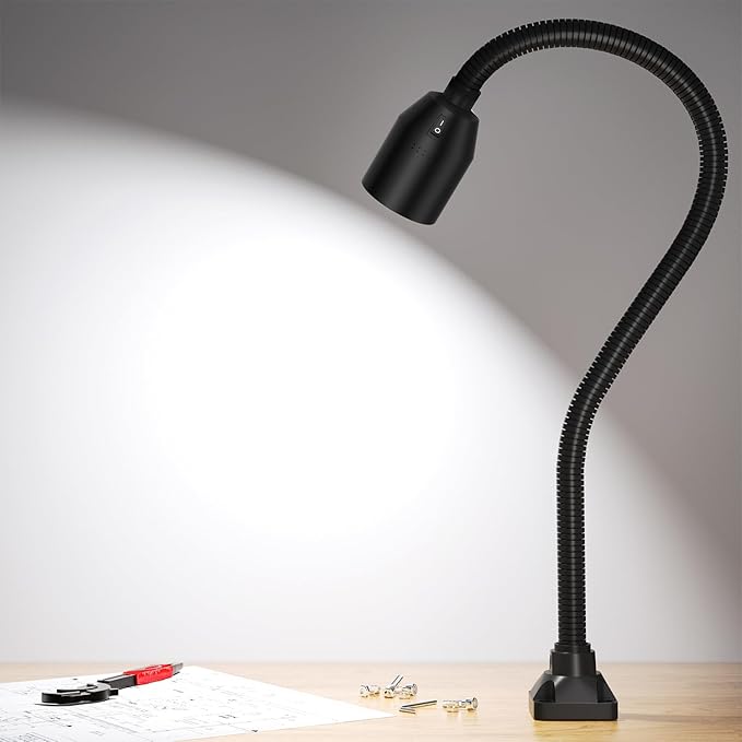 LED Work Lights, 450 lumens COB lamp Beads, Flexible gooseneck Lights, Screw-Fixed Base Drill Lights, Suitable for Lighting Machine Tools, Lathe workbenches, etc.