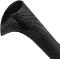 Automotive Wire Loom Tubing, Split Braided Cord Protectors from Pets No Chew, Flexible Cable Sleeve Cable Management for TV/Computer/Electric Wires (Black, 1"-25ft)