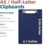 Small Clipboards 6" X 9" Mini Clipboards 4-Pack Portable Clipboards A5 Size Half Letter Clipboard Menu Pads Receipt Clips for School Office Restaurant Cafe Hotel (Black)