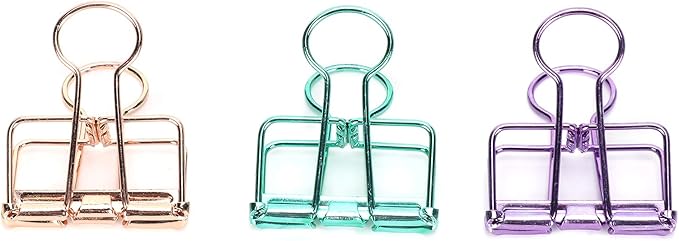 16 Pcs Hollow Binder Clips - 8 Colors Skeleton Design Paper Clamps for Office School Home Use, Organize Documents Files Notes(M,1.3x1.5in)