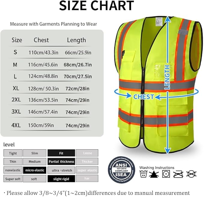 High Reflective Safety Vest for Men Women Breathable With Pocket Zipper for Build Oudoor Work Meet ANSI/ISEA Standard