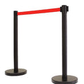 VIP Crowd Control Retractable Belt Stanchion Queue Safety Barrier Set, 36" Ht, 78" Red Belt (2 Posts)