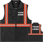 YOWESHOP Lightweight Zip-Up Safety Vest with Pockets for Outdoor Activities,Custom Logo Sleeveless Windbreaker