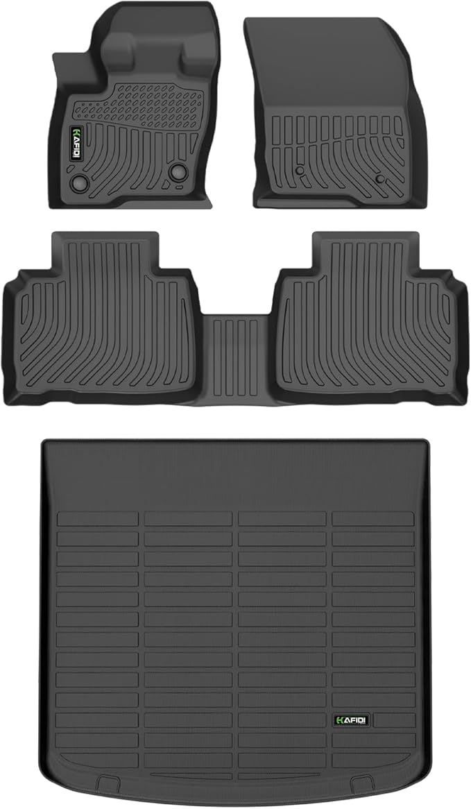 HAFIDI® Floor Mats & Cargo Liner Set Fit for 2019-2023 Lincoln Nautilus & 2016-2018 Lincoln MKX All Weather Protection TPE Anti-Slip Automotive Full Set Floor Liners Custom Accessories - Black