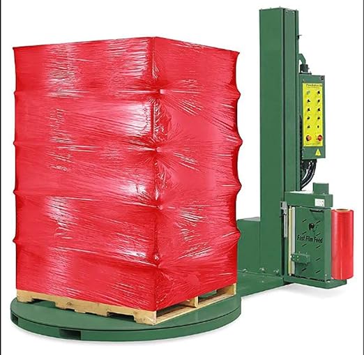 APQ 4 Rolls of Blown Hand Stretch Film 18" x 1500'. Red Hand Stretch Wrap, 80 Gauge. Tear Resistant Residue Free Film for Moving, Shipping, Wrapping. Industrial Grade Pallet Shrink Wrap Film.
