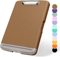 Plastic Clipboard with Storage, 8.5 x 11 Storage Organization Box Side-Opening, Heavy Duty Clip Board with Pen Holder and Paper Folder for Nurses, Teachers, Office & School Supply, Brown