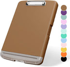 Plastic Clipboard with Storage, 8.5 x 11 Storage Organization Box Side-Opening, Heavy Duty Clip Board with Pen Holder and Paper Folder for Nurses, Teachers, Office & School Supply, Brown