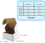 6x5x3 inch Shipping Boxes, White Corrugated Cardboard Box Literature Mailing Shipping Packaging Recyclable Storage Boxes and Craft Gifts Giving Products Business White Box Set of 25 (6''x5''x3'')
