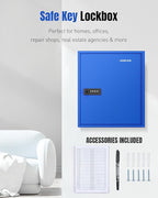 Uniclife 60 Keys Key Lock Box with Code, Wall Mount Key Box, Key Cabinet with Key Racks and Tags, Lock Box for Keys, Key Lockbox, Key Storage Box for Home Office & Company, Blue
