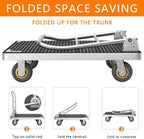 Platform Truck Cart, Foldable Push Cart Dolly Large Flatbed w/Rubber Mat and 6'' Wheels, 2200LBS Capacity Steel Heavy Duty Moving Platform Trucks Hand Cart for Groceries, Garage (41.3"x24.8")