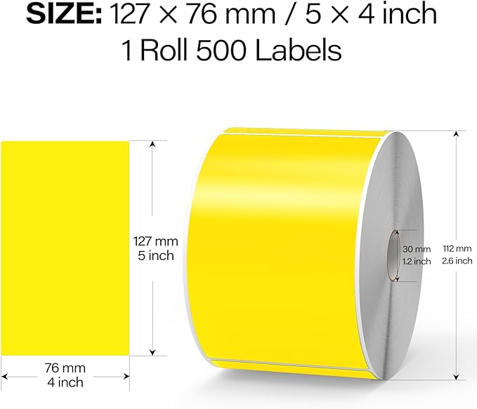 500 Pcs Large Moving Labels for Boxes 3 ×5 Inch Vinyl Self Adhesive Rectangle Stickers Color Coding Labels Waterproof Removable for Storage Bins Classroom Office Warehouse, Fluorescent Yellow